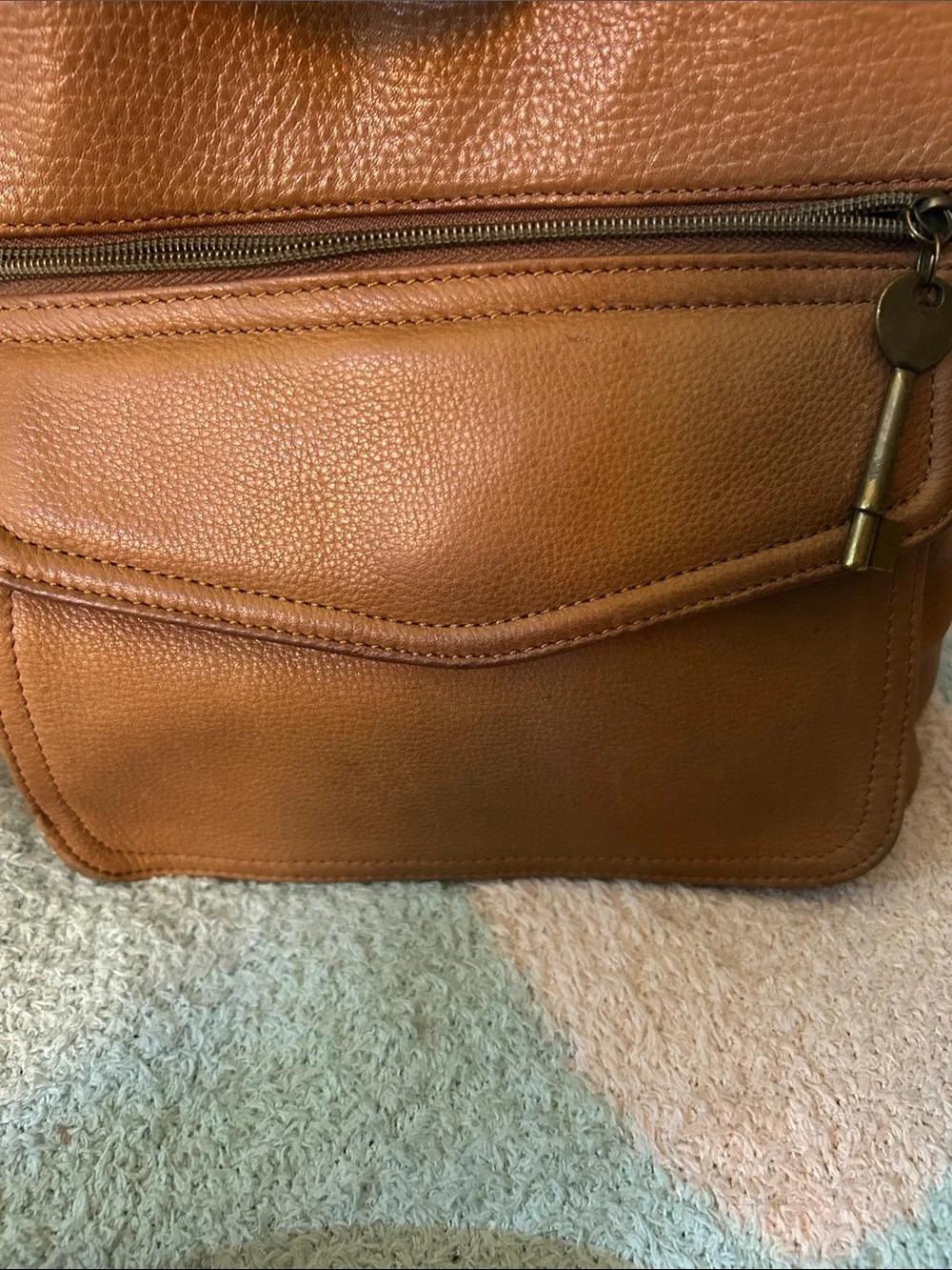 Classic Tan Leather Shoulder Bag By Fossil